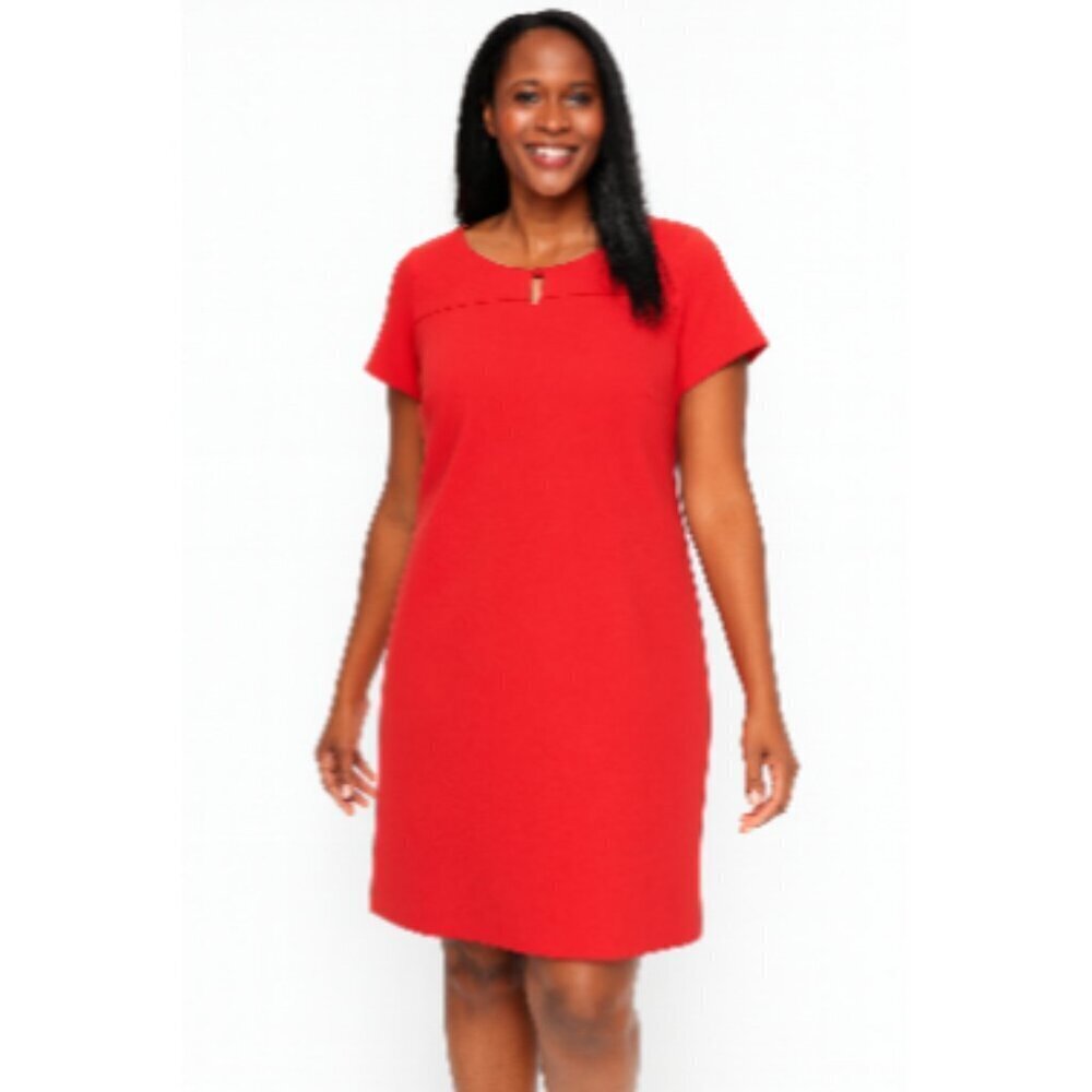 Talbots Red Ponte Knit Short Sleeve Shift Dress Women's Sz 14